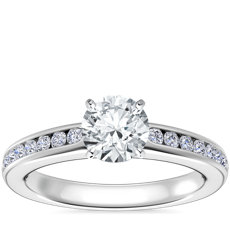 NEW Channel Round Diamond Engagement Ring in 14k White Gold (1/4 ct. tw.)